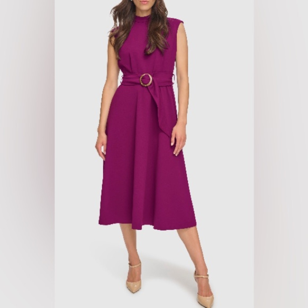 Calvin Klein Sleeveless Scuba Crepe Midi Dress